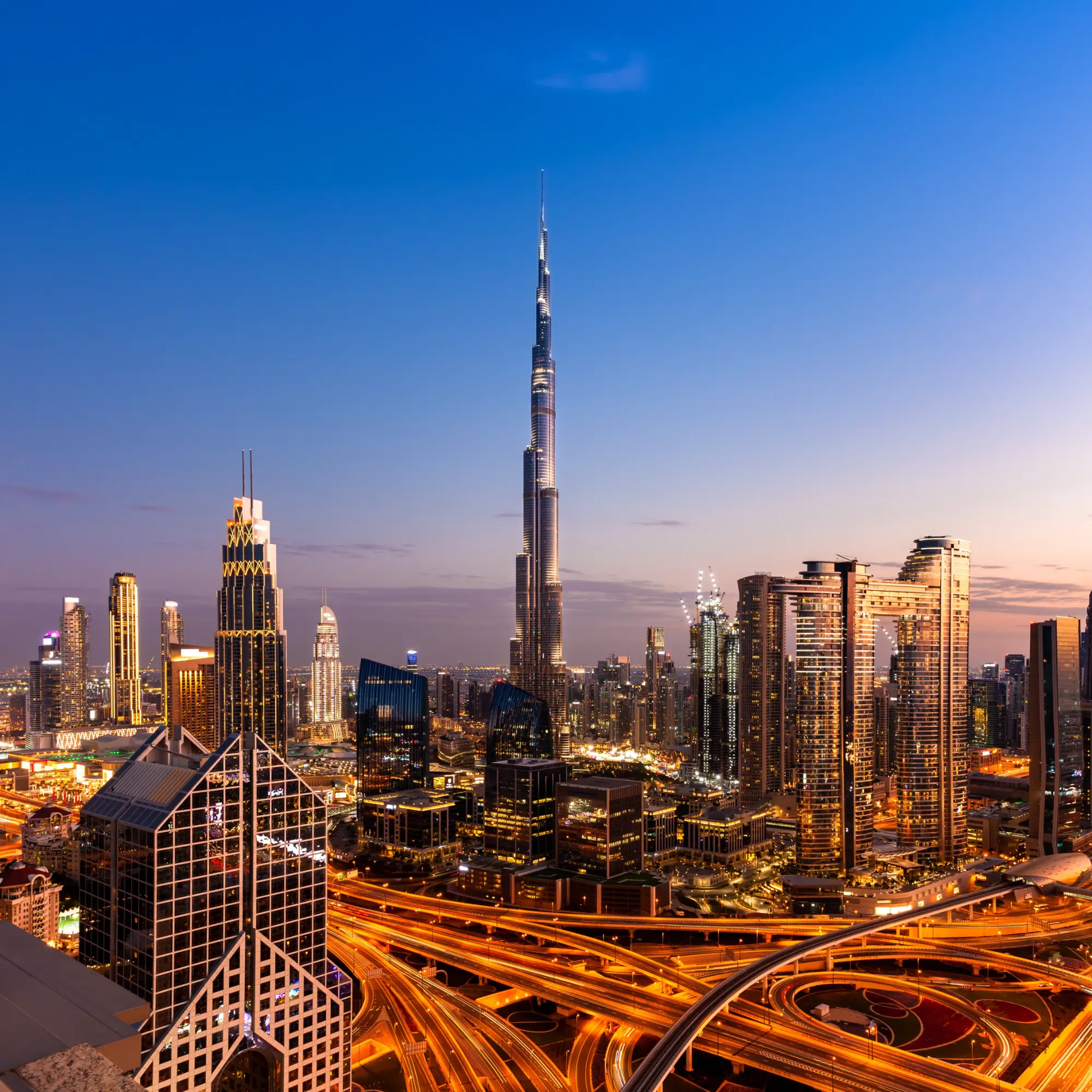 Dubai skyline at dusk